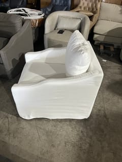 KINWELL Charles Slipcover Swivel Barrel Chair - White ($250 Price for 1) photo 3