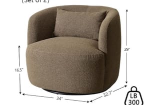 KINWELL Ashlie Leather Swivel Barrel Chair - Light Gray photo 4