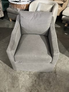KINWELL Charles Slipcover Swivel Barrel Chair - Gray