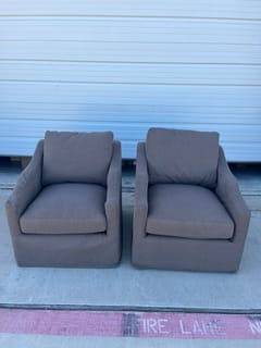 KINWELL Charles Slipcover Swivel Barrel Chair - Slate Gray ($250 Price for 1) photo 2