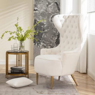 30" W Faux Leather Tufted High Wingback Chairs