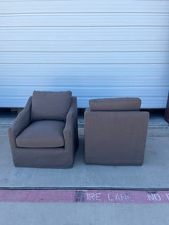 KINWELL Charles Slipcover Swivel Barrel Chair - Slate Gray ($250 Price for 1)