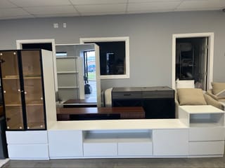 ATJafurn 122" White Modern 3-Piece Entertainment Center Set - TV Stand + Lighted Glass Display Cabinet + Drawer Cabinet, Fits 75" TVs photo 5