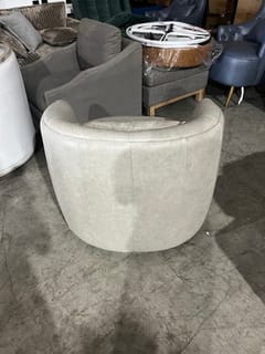 KINWELL Ashlie Leather Swivel Barrel Chair - Light Gray photo 3