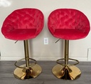 Velvet Adjustable Counter Height Bar Chairs with Arc-Shaped Back