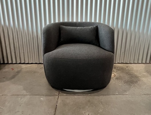[BSC080-DGY] Dark Grey Poly Blend Boucle Fabric Upholstered Swivel Armchair